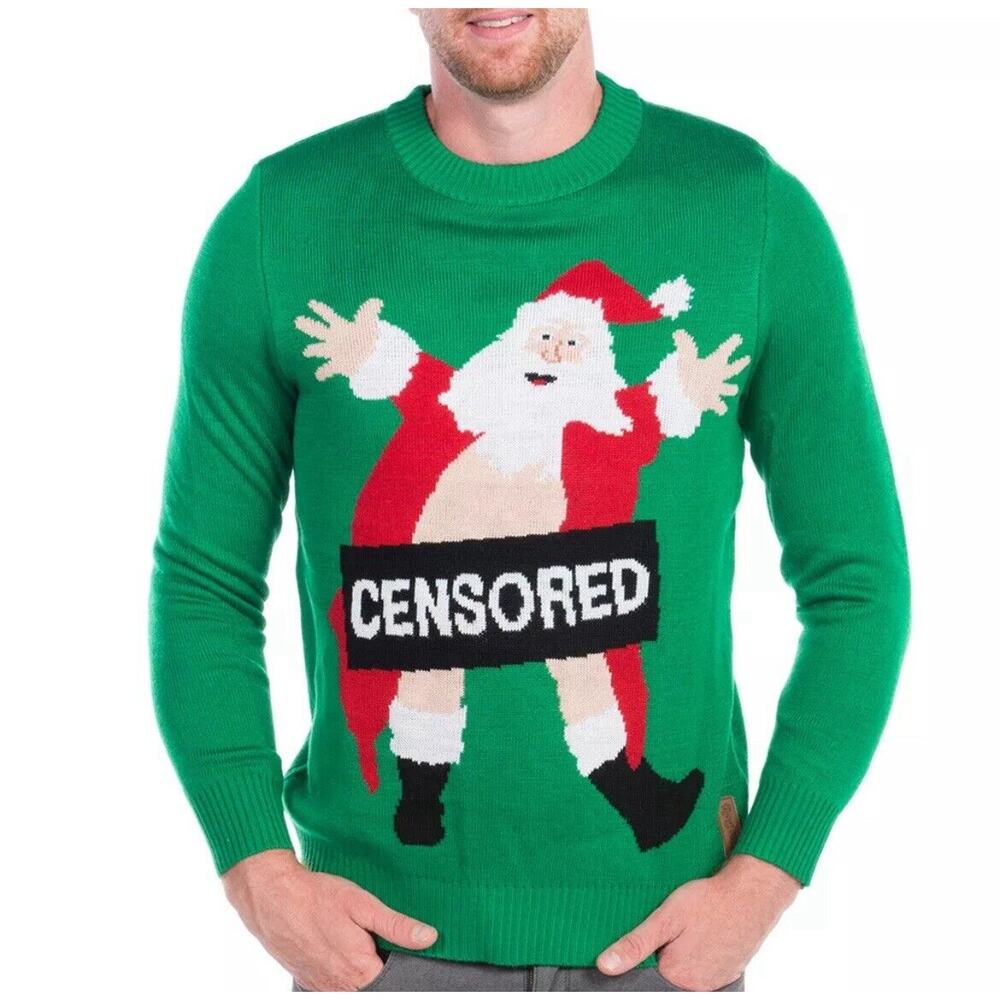 Ugly Christmas Sweater by Tipsy Elves Censored Santa Men’s Size XXL NWOT